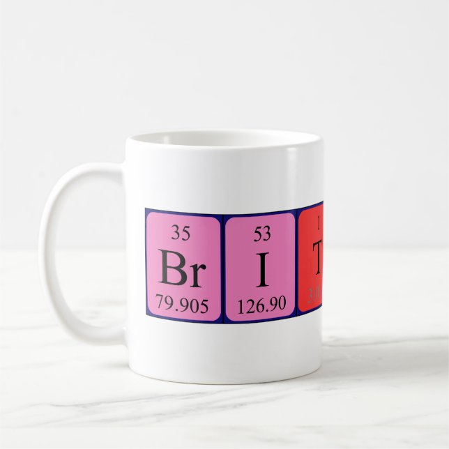 Mug Bouteille de nom de table périodique Britton (Gauche)