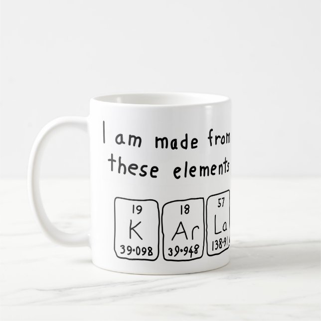 Mug Bouteille de nom de table périodique Karla (Gauche)