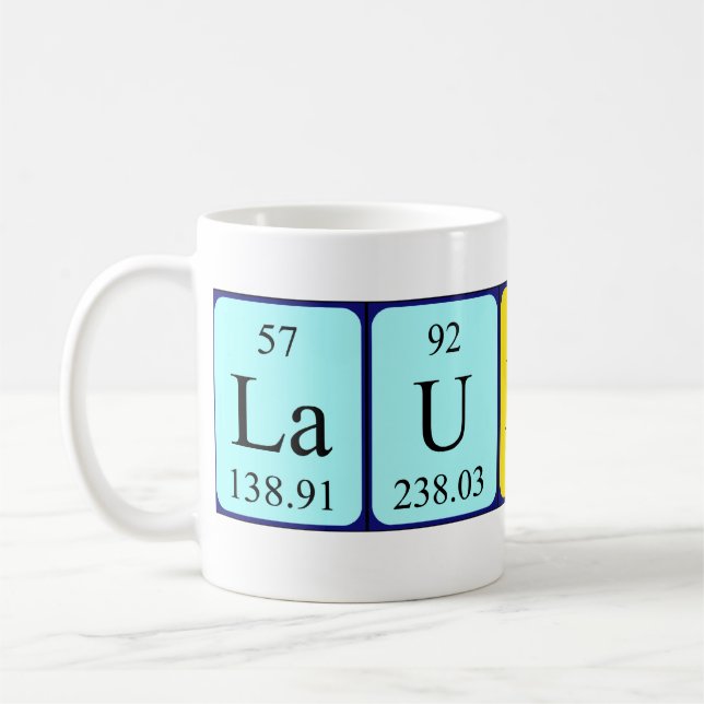 Mug Bouteille de nom de table périodique Lauraine (Gauche)