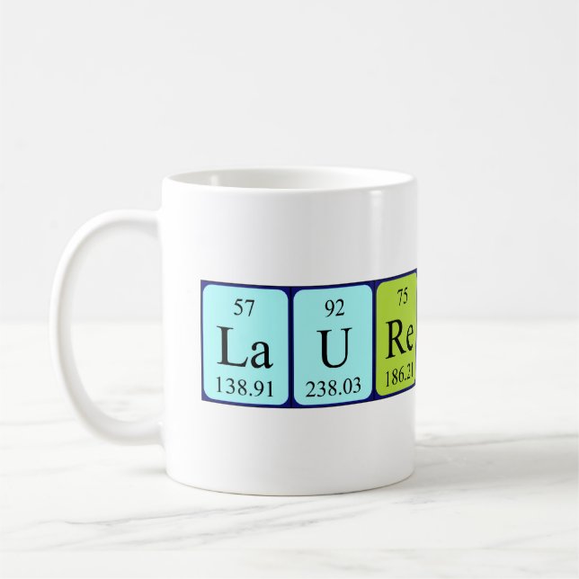 Mug Bouteille de nom de table périodique Laurestine (Gauche)