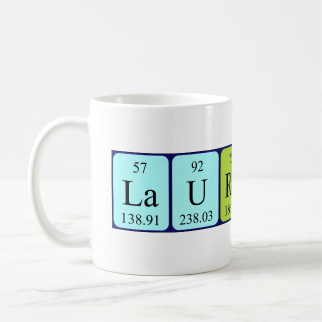 Mug Bouteille de nom de table périodique Laurestine (Gauche)