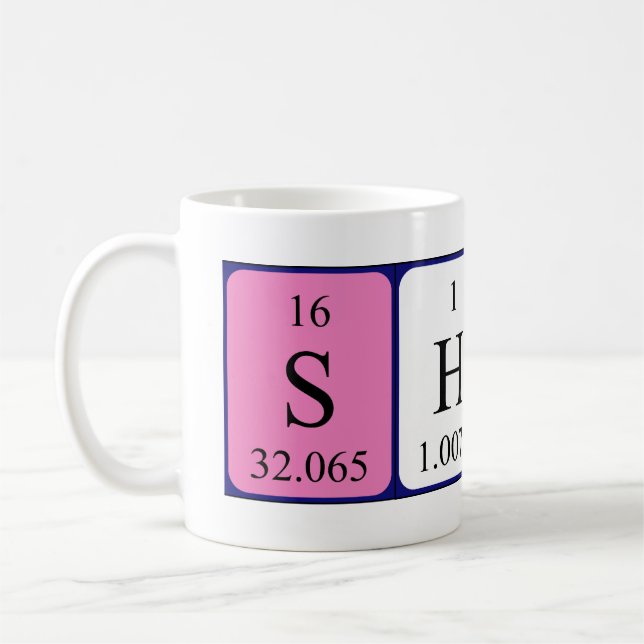 Mug Bouteille de nom de table périodique Sheri (Gauche)