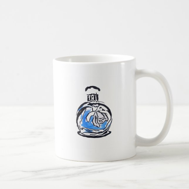 Mug Bouteille de parfum d'illustration de mode bleue (Droite)