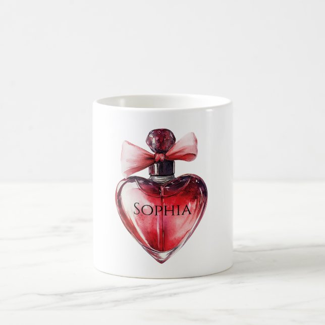 Mug Bouteille de parfum du coeur rouge (Centre)