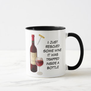 Mug Bouteille de vin et illustration en verre