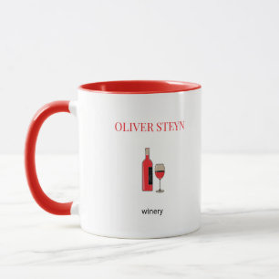 Mug Bouteille de vin et verre blanc