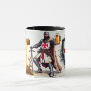 Mug Bouteille en céramique avec Crusader Knight design