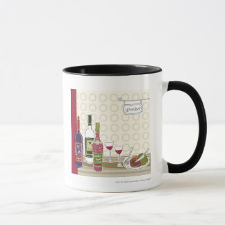 Mug Bouteilles de vin avec des verres à vin sur la