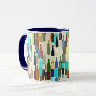 Mug Bouteilles de vin, multicolore, arrière - plan be