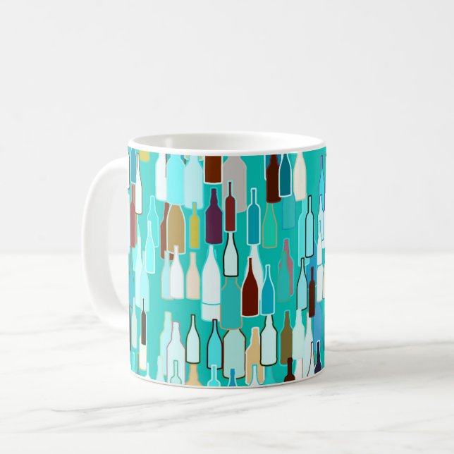 Mug Bouteilles de vin, multicolores, arrière - plan tu (Devant gauche)