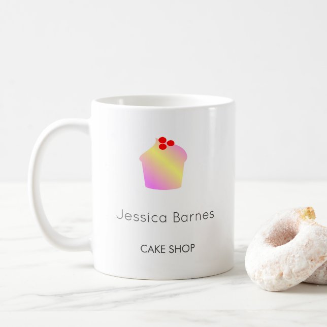 Mug Boutique pâtisserie silhouette de cupcake blanc (Avec donut)