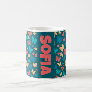 Mug Bouton bleu turquoise simple nom du motif