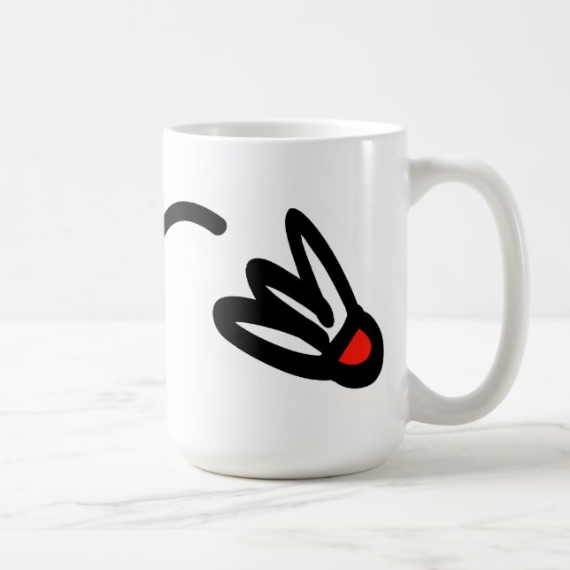 Mug Bouton de badminton personnalisé avec texte person (Droite)