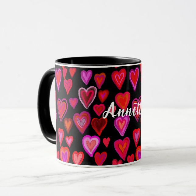 Mug Bouton de design rouge (Devant gauche)