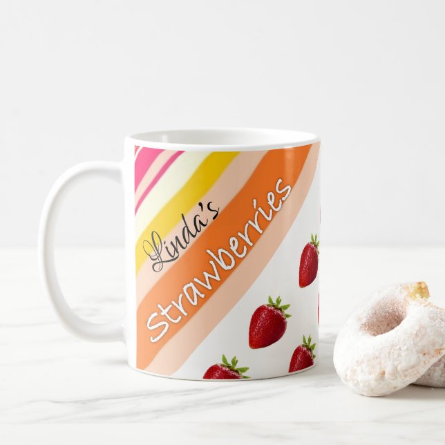 Mug Bouton de fraise (Avec donut)