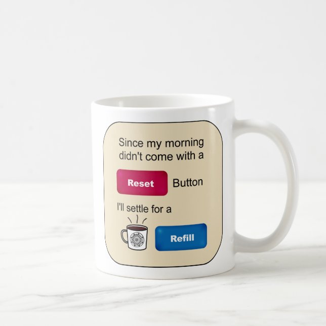 Mug Bouton Remplir Réinitialiser Drôle Plaisanteries D (Droite)