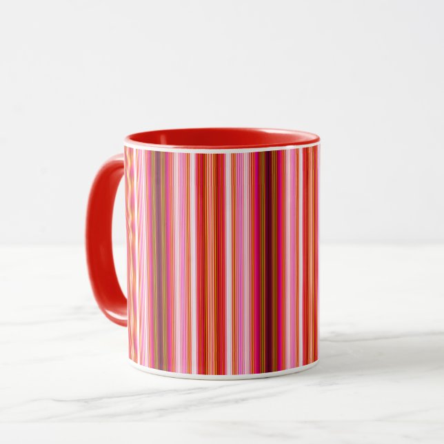 Mug Bouton rouge cool à bandes verticales (Devant gauche)