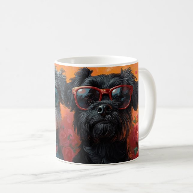 Mug Bouviers des Flandres Coeur Roses Saint-Valentin (Devant droit)