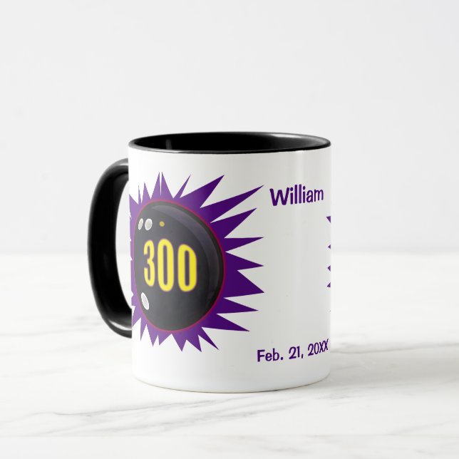 Mug Bowling 300 Personnalisé, Bowling Ball Thème, (Devant gauche)