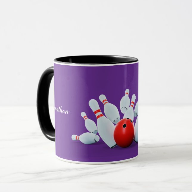 Mug Bowling sport Ball and Pins strike! (Devant gauche)
