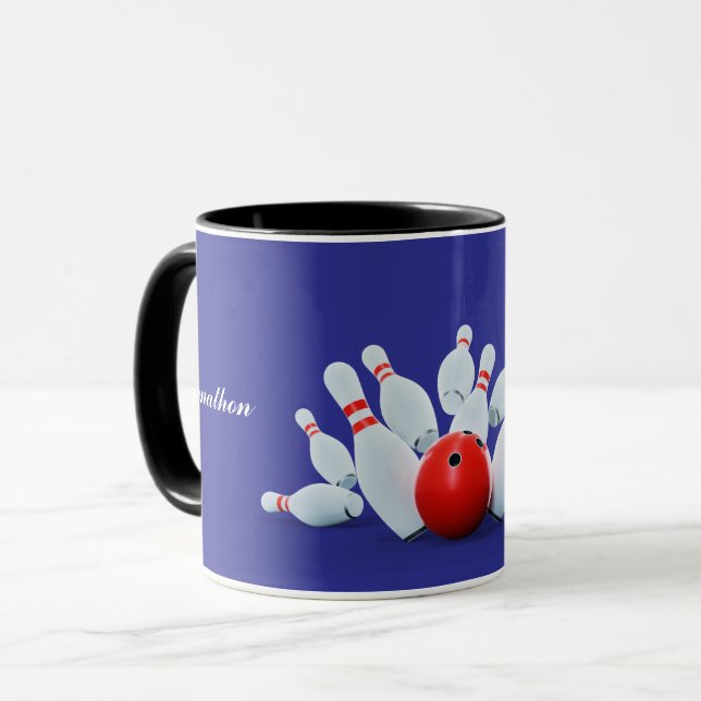 Mug Bowling sport Ball and Pins strike! (Devant gauche)
