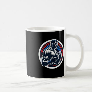 Mug Boxe Logo Boxer Forte Boxer Noir Rouge Et Bleu Sil