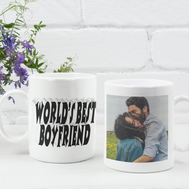 Mug Boyfriend photo noir typographie (Créateur téléchargé)