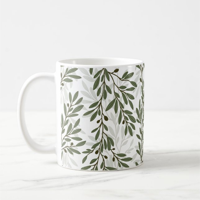 Mug Branche d'olivier vert Motif méditerranéen (Gauche)