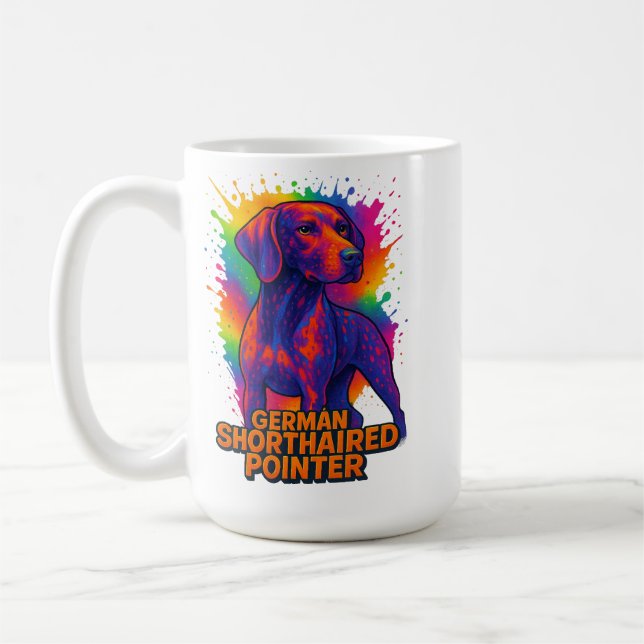 Mug Braque allemand à poil court Pop Art – Néon Coloré (Gauche)