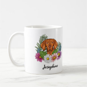Mug Braque Hongrois Avec Des Fleurs Colorées Et Un Nom