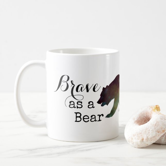 Mug Bravez comme typographie d'aquarelle d'ours (Avec donut)