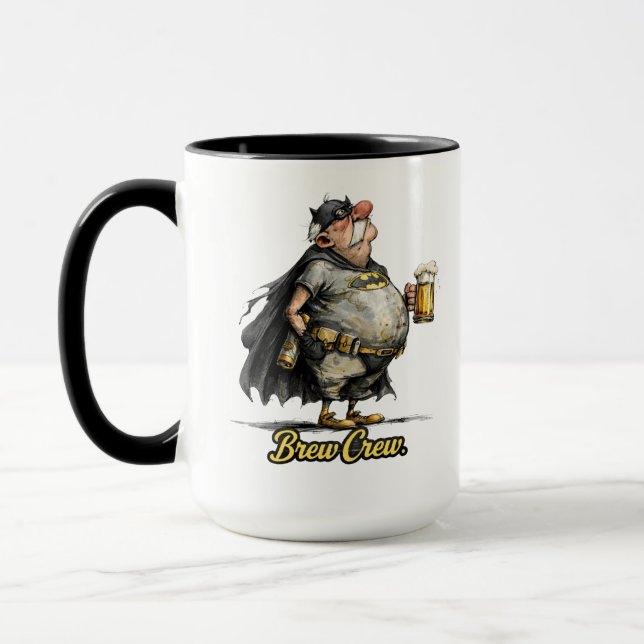 Mug Brew Crew Beer Superhero Funny Tee (Gauche)
