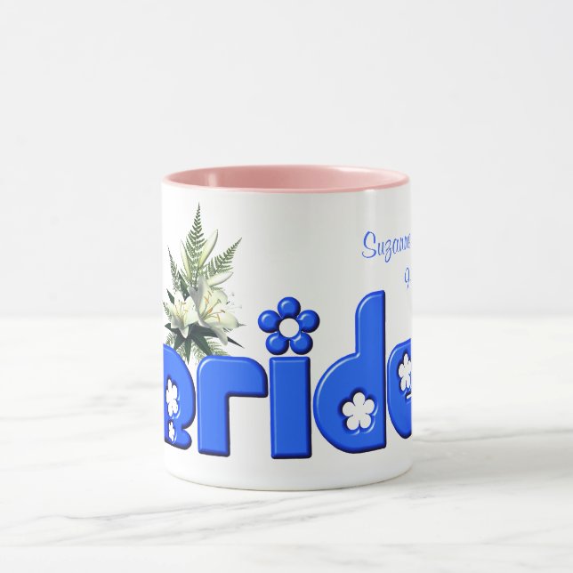 Mug Bride Mariage personnalisé bleu (Centre)