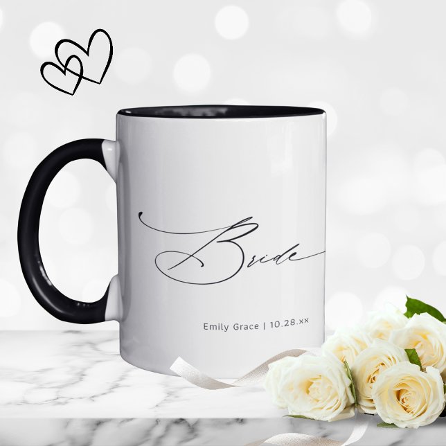 Mug Bride Modern Elegant Script Mariage Nom personnali (Créateur téléchargé)