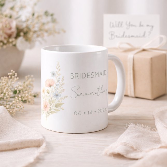 Mug Bridesmaid Gift Wildflower Garden Personalized (Créateur téléchargé)
