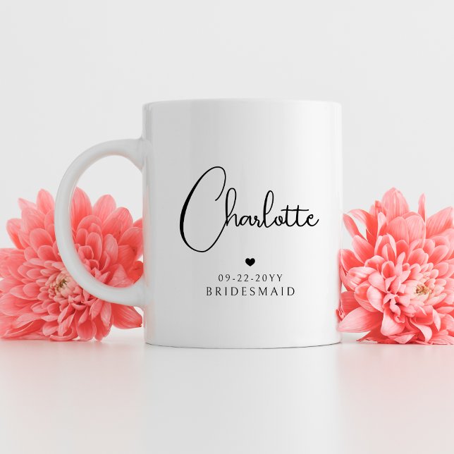 Mug Bridesmaid Mariage Simple Modern Script Nom (Créateur téléchargé)