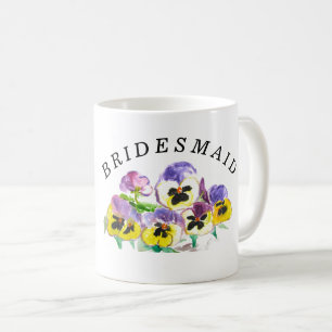 Mug Bridesmaid Pansies Floral Vintage Boho Mariage