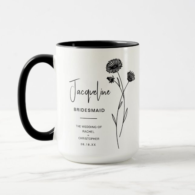 Mug Bridesmaid septembre | Fleur de naissance de l'ast (Gauche)