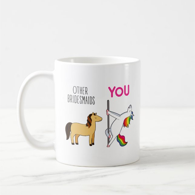 Mug Bridesmaid Unicorn Funny Mariage (Gauche)