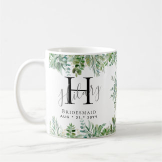 Mug Bridesmaids personnalisées Monogram Greenery Maria