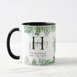 Mug Bridesmaids personnalisées Monogram Greenery Maria