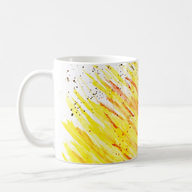 Mug Bright coloré abstrait jaune orange rouge noir (Gauche)