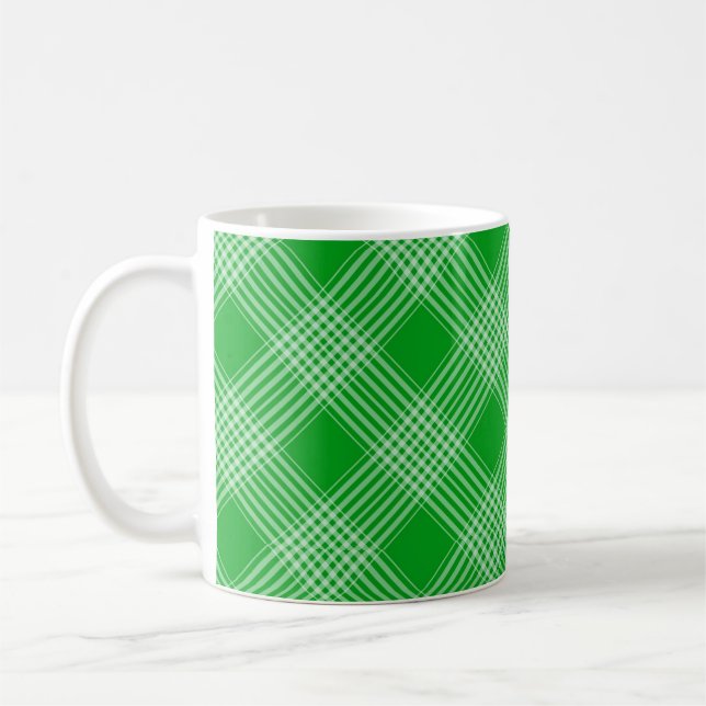Mug Bright Green Plaid Checked Pattern (Gauche)