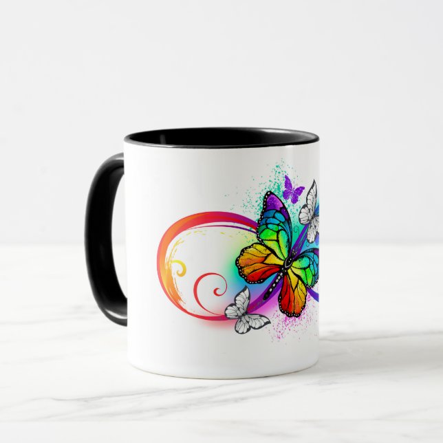 Mug Bright infinity with rainbow butterfly (Devant gauche)