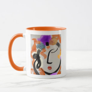 Mug brightly colored abstract feminine portrait