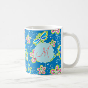 Mug Brillant fleurit, des libellules et des remous sur
