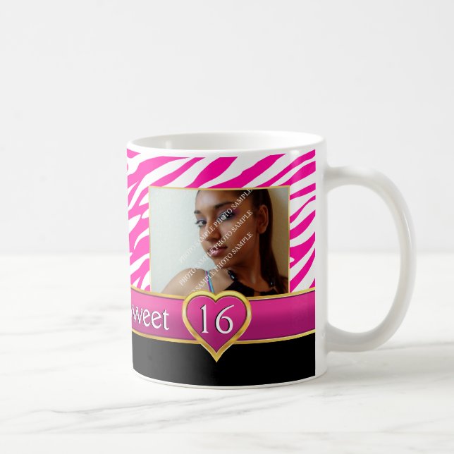 Mug Brillant rose zèbre imprimé glam Sweet sixteen ann (Droite)
