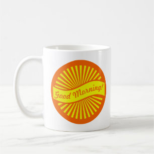 Mug Brillant soleil orange et jaune Bonjour