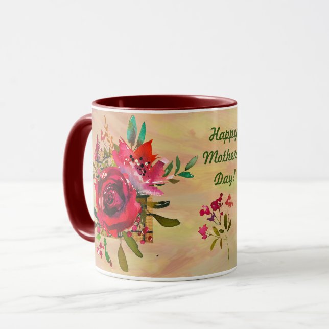 MUG BRILLIANT FLORAL HEUREUX MESSAGE DE LA JOURNÉE DE  (Devant gauche)