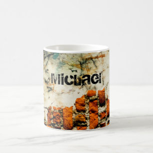 Mug Brique orange blanche mur grafiti Nom personnalisé